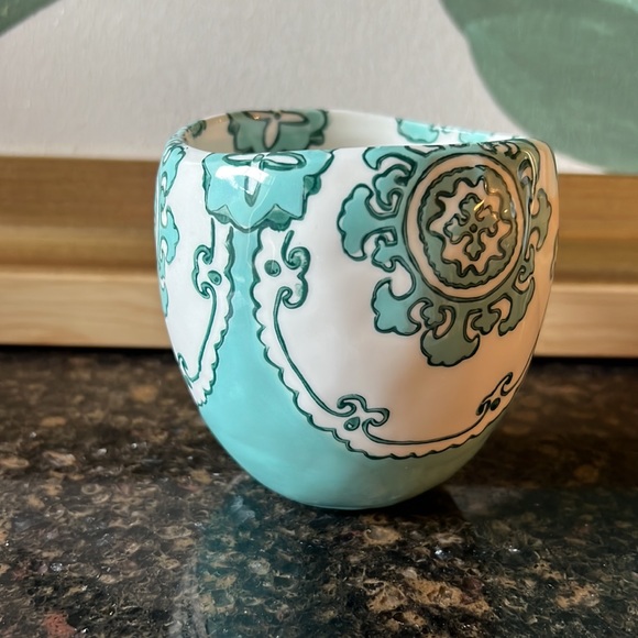 Anthropologie Turquoise and White Ceramic Mug - Picture 6 of 7